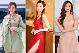 Midu hút hồn với thời trang nữ tính, ngọt ngào