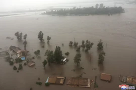 Hàng nghìn ngôi nhà ở Triều Tiên bị ngập vì mưa bão