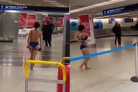 Video: Gái trẻ "cởi sạch", khỏa thân dạo quanh sân bay