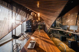 Căn phòng có 1-0-2 dùng... dây thừng để trang trí nội thất