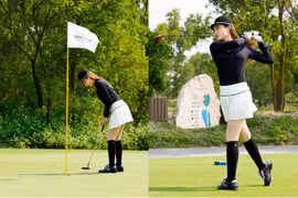Á hậu Huyền My trổ tài chơi golf