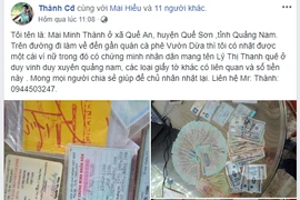 Nhặt được gần 50 triệu đồng, lên Facebook tìm chủ nhân trả lại