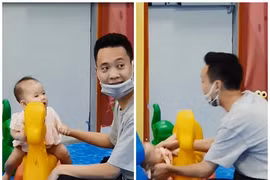 JustaTee vừa trông con vừa hóng chuyện khiến con ngã xuống đất