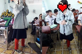 Kiểu thời trang khó hiểu đi học mùa rét của nữ sinh