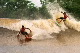 Video: Lướt sóng thủy triều dài nhất thế giới trên sông Amazon