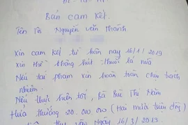 Bản cam kết treo thưởng 20 triệu đồng nếu chồng bỏ thuốc lá