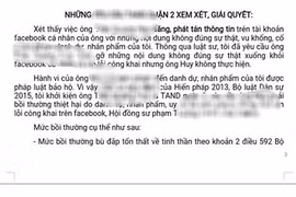 Xúc phạm đồng nghiệp trên facebook, thầy giáo bồi thường 20 triệu đồng