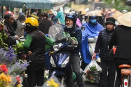 Người Hà Nội tất bật đi chợ mua sắm đồ cúng Rằm tháng Giêng