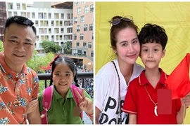 Sao Việt háo hức đưa con đi khai giảng năm học mới