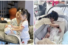 Con gái Đàm Thu Trang cưng chiều em trai