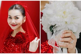 Thanh Hằng đẹp mê hồn với áo dài đỏ trong ngày trọng đại