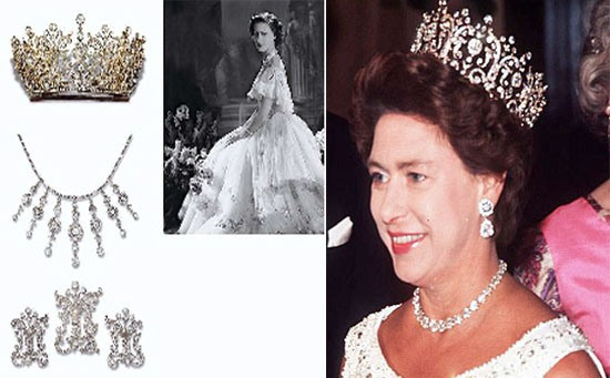 Công chúa Margaret, cháu gái của Nữ hoàng Anh - Mary sở hữu một trong những bộ trang sức đẹp nhất thế giới. Đó là chiếc vương miện Poltimore 1,7 triệu USD (37 tỷ đổng) và chiếc trâm Monogram 345.000 USD (7,6 tỷ đồng).