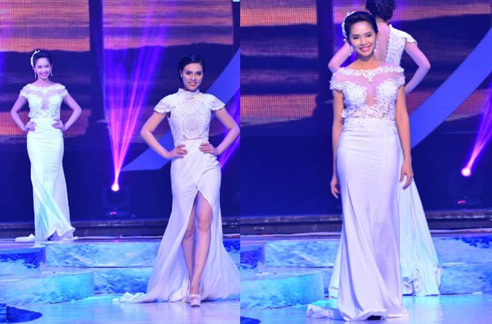 Các thí sinh Hoa khôi ĐBSCL 2015 đến từ khắp mọi miền của đất nước trình diễn trang phục cưới.