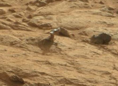 Vật thể lạ giống con kỳ nhông do robot Curiosity chụp được trên sao Hỏa.