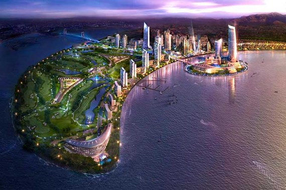 Trong số 9 dự án đầu tư và 31 nhà, đất công sản tại Đà Nẵng đang bị cơ quan chức năng điều tra, có nhiều dự án của một số công ty như Công ty IVC, Công ty TNHH Minh Hưng Phát, Công ty Bắc Nam 79, được cho là có liên quan đến ông Phan Văn Anh Vũ (tức đại gia Vũ nhôm) - một "trùm" bất động sản kín tiếng tại Đà Nẵng. Đáng chú ý nhất trong số đó là Dự án khu đô thị quốc tế Đa Phước, ở phía Tây phường Thuận Phước, quận Hải Châu. Ảnh: Phối cảnh khu đô thị quốc tế mới Đa Phước.
