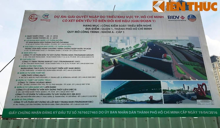 Công trình nói trên do Công ty TNHH Trung Nam BT 1547 làm chủ đầu tư thi công. Đây là đơn vị thực hiện dự án giải quyết ngập do triều tại khu vực TP.HCM.