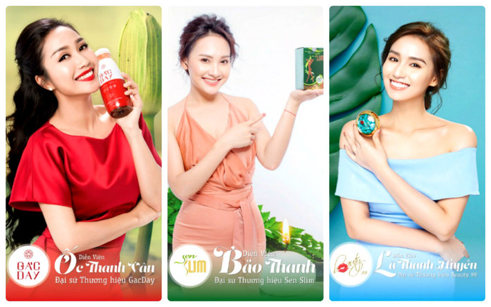 Rất nhiều sao Việt như Ngọc Trinh, Á hậu Dương Tú Anh, Jennifer Phạm... có liên quan hoặc làm Đại sứ thương hiệu cho bà Nguyễn Thu Trang – Giám đốc Công ty TNHH Thiên nhiên TS Việt Nam - “bà chủ” của lô mỹ phẩm 11 tỷ nghi là hàng giả bị cơ quan chức năng bắt giữ trong tháng 10 vừa qua. Ảnh: TS Group.