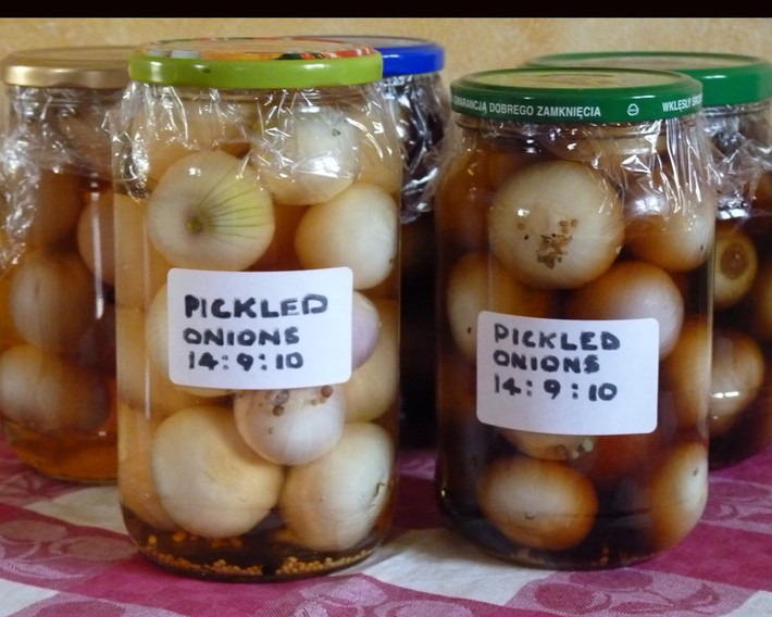 Với cách làm đơn giản, ngâm dưa cải bẹ, hành củ với đường, muối và nước ấm là sau khoảng 2-3 có thể dùng được. Ảnh: Piglet in Portugal.