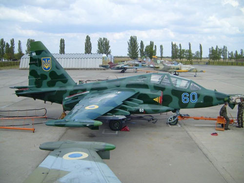Các máy bay Su-25 có khá nhiều phiên bản. Ngoài Su-25 một chỗ ngồi công kích tầm thấp còn có Su-25UB huấn luyện 2 chỗ ngồi, Su-25UT là phiên bản không mang vũ khí của Su-25UB, Su-25 UTG vận tải, Su-25 T/K chống tăng... Loại tối tân nhất là Su-25T được cải tiến hệ thống nhiên liệu, áo giáp, điện tử và hệ thống điều khiển hỏa lực.