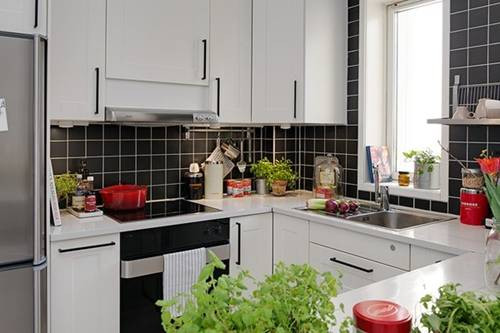 Thêm chậu cây nhỏ giúp không gian nhà bếp có thêm sức sống mới.