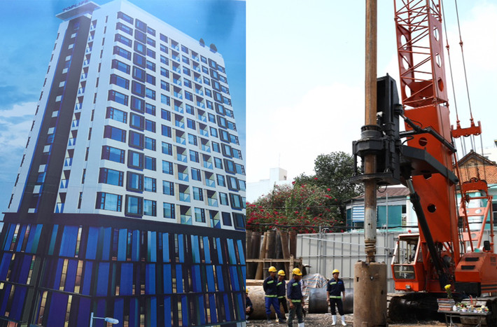 Hình ảnh căn hộ cao cấp của dự án Toplife Tower trong tương lai (ảnh trái) và lễ động thổ (ảnh Chủ đầu tư).