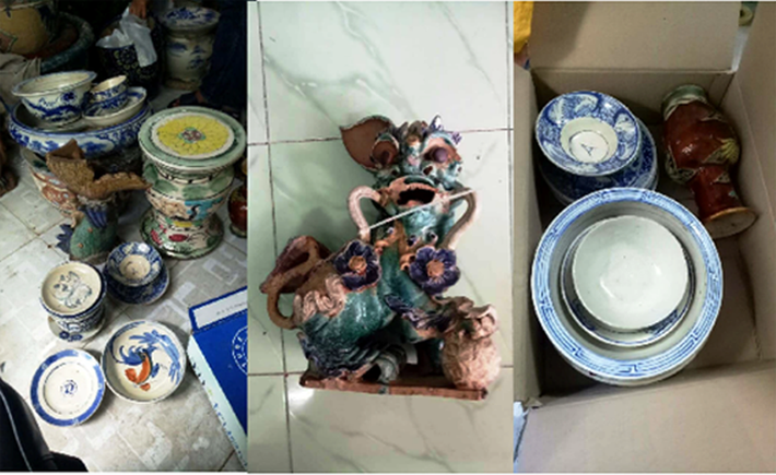 Số tang vật cố vật chúng lấy trộm tại đình thần Xuân Hiệp.