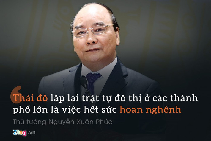 Liên quan đến việc đòi lại vỉa hè cho người đi bộ, Thủ tướng Nguyễn Xuân Phúc: “Việc này không thể làm tất cả ngay, không thể làm đầu voi đuôi chuột nhưng thái độ lập lại trật tự đô thị ở các thành phố lớn là việc hết sức hoan nghênh trong tháng sau Tết”.