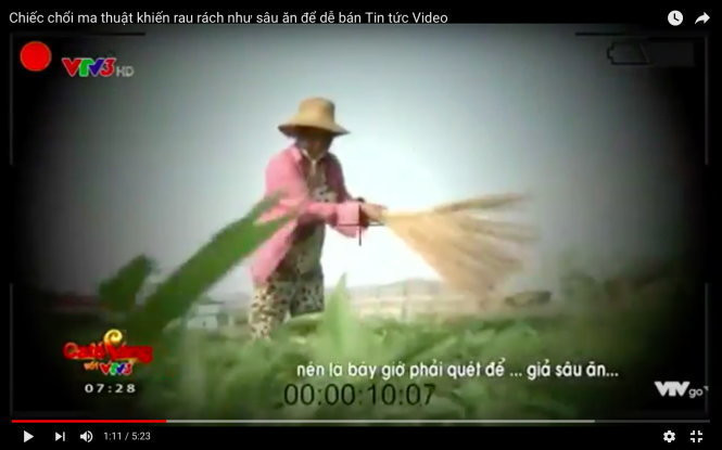 8. VTV bị phạt 50 triệu đồng và phải cải chính vụ "Cây chổi quét rau" Ngày 13/5, Cục trưởng Phát thanh truyền hình và thông tin điện tử Hoàng Vĩnh Bảo ký quyết định xử phạt vi phạm hành chính trong hoạt động báo chí đối với Đài Truyền hình Việt Nam vì đăng phát thông tin sai sự thật, gây ảnh hưởng rất nghiêm trọng trong phóng sự Cây chổi quét rau tại chương trình Cà phê sáng, phát sóng trên kênh VTV3 ngày 3/5. Theo Cục Phát thanh truyền hình, việc đăng phát thông tin sai sự thật này đã vi phạm Nghị định 159 về xử phạt vi phạm hành chính trong hoạt động báo chí, xuất bản. Đài Truyền hình Việt Nam bị xử phạt hành chính 50 triệu đồng và buộc phải cải chính xin lỗi.