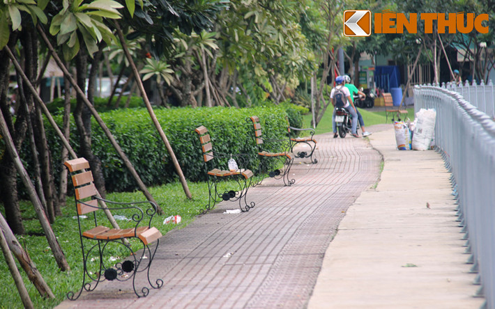 Hình ảnh nhếch nhác, rác thải ô nhiễm không chỉ tồn tại dưới dòng kênh mà ngay dọc 2 bên đường Hoàng Sa và Trường Sa, những người thiếu ý thức đã xả rác bừa bãi.