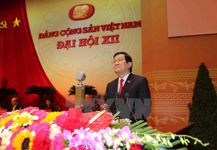 Đồng chí Trương Tấn Sang, Ủy viên Bộ Chính trị, Chủ tịch nước đọc Diễn văn khai mạc Đại hội. (Ảnh: TTXVN)