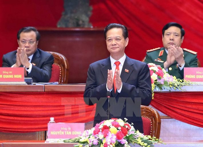 Đồng chí Nguyễn Tấn Dũng, Ủy viên Bộ Chính trị, Thủ tướng Chính phủ thay mặt Đoàn Chủ tịch điều hành Đại hội. (Ảnh: TTXVN)