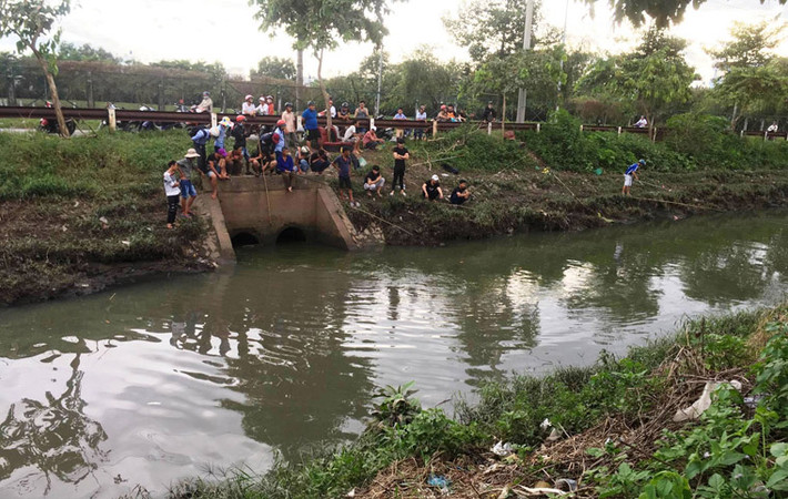 Một số người còn dùng cả rổ nhựa cột vào đầu cây để vớt cá; số khác mang lưới giăng ngang con kênh và gom khá nhiều cá bằng cách bắt này.