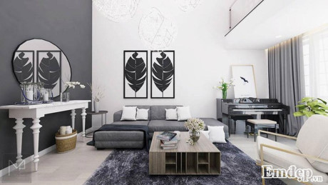 3. Căn hộ thiết kế thông tầng ở Bạch Đằng, Hà Nội Căn hộ thiết kế thông tầng ở Bạch Đằng, Hà Nội có diện tích mặt sàn tầng 1 là 55m2, tầng 2 là 80m2. Mặt ngoài ngôi nhà được phối theo phong cách Châu Âu với rất nhiều cửa sổ lớn. Bên trong phòng khách sử dụng gam màu đen, trắng là chủ đạo tạo nên sự huyền bí trong không gian. Ảnh: Em đẹp.
