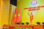 Không gian bên trong nơi diễn ra Đại hội XIV của Đảng