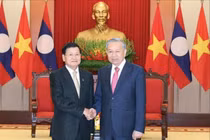 Tổng Bí thư Tô Lâm chúc mừng Tổng Bí thư Lào Thongloun Sisoulith