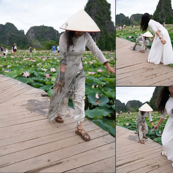 Nhẹ nhàng nhất là việc cả người lao xuống hồ sen khiến toàn thân lấm lem bùn đất.