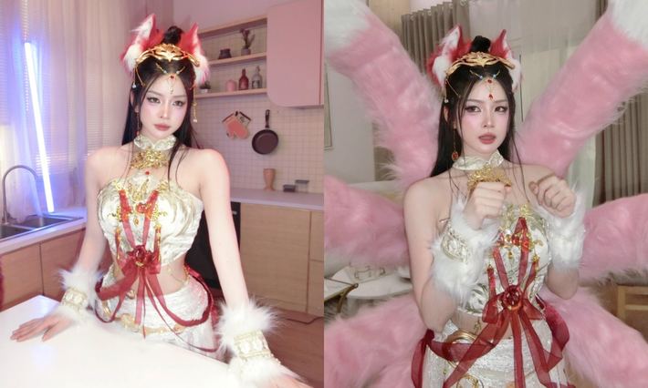 Nổi bật nhất là ánh mắt sắc sảo pha lẫn u buồn, đúng chất một yêu hồ từng trải qua trăm năm tu luyện, vừa mang vẻ đẹp thoát tục vừa tiềm ẩn sự quyến rũ say đắm lòng người của Hot girl DJ top 1 Việt Nam.
