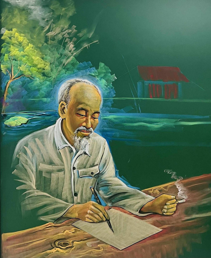 Bức tranh gần nhất được thầy Hạnh thực hiện có tên ‘80 năm - Yêu lắm Việt Nam nước tôi’, thầy giáo hoàn thành sau 2 buổi.
