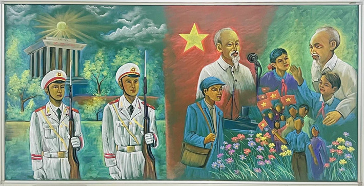 Bằng đôi tay tài hoa và trái tim nhiệt huyết, thầy Hạnh dành công sức, thời gian và tâm huyết của mình để hòa cùng không khí hướng tới ngày trọng đại của đất nước.