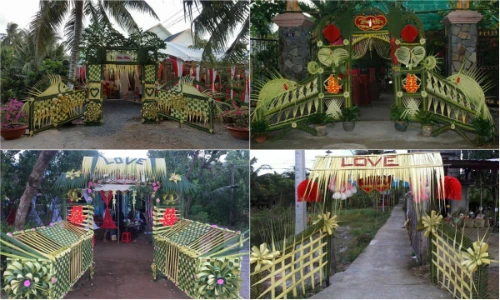 Những cánh cổng bằng lá dừa đẹp mê ly hớp hồn dân mạng