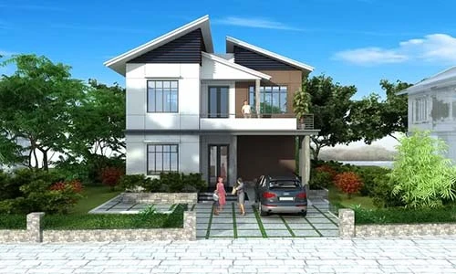 10 mẫu biệt thự 2 tầng mái lệch đẹp không tưởng