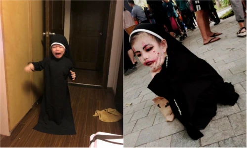 Valak phiên bản nhí tự nhìn mình trong gương rồi bật khóc