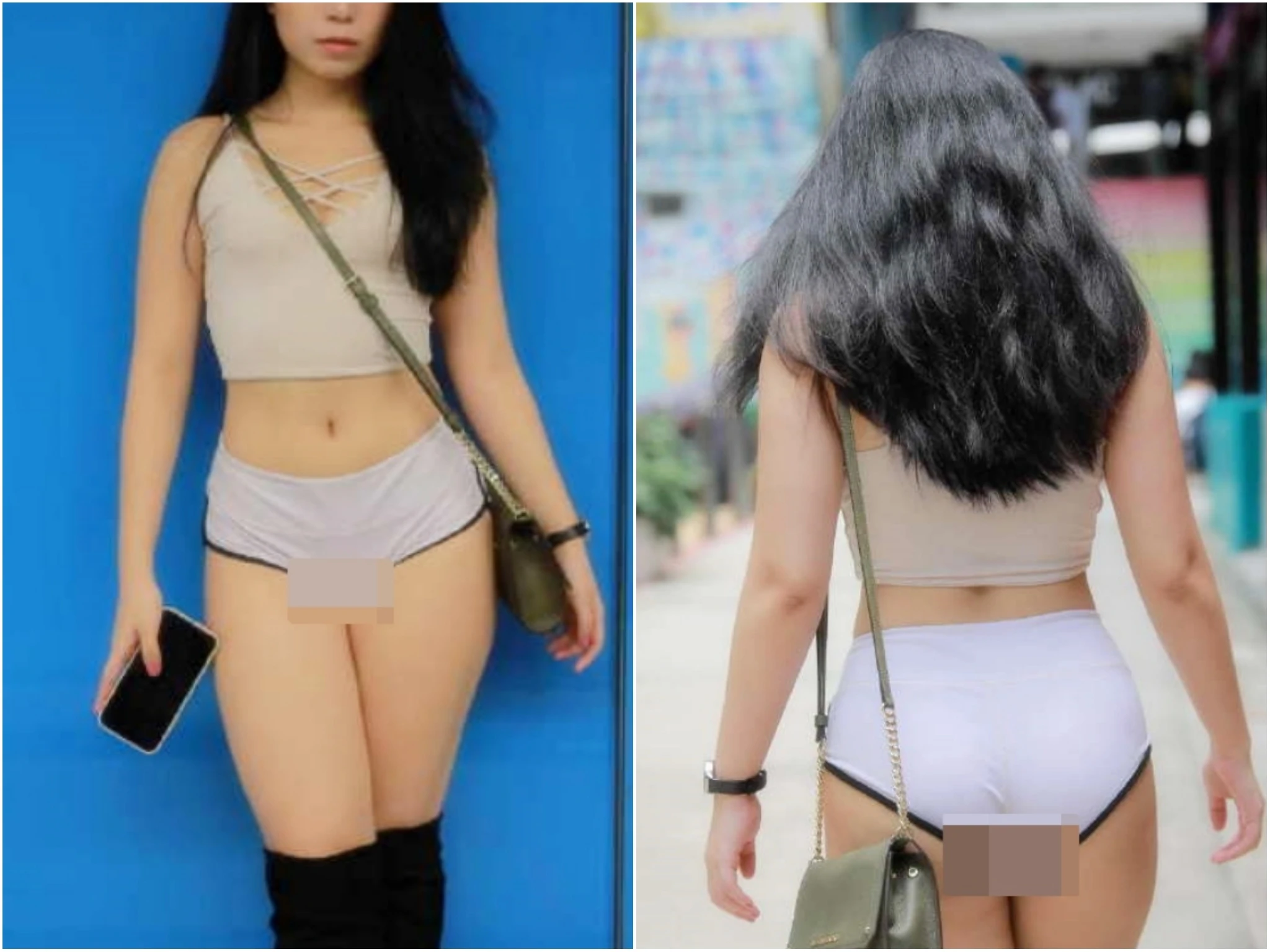 Diện quần tập gym ra đường, cô gái có pha lộ hàng đáng sợ