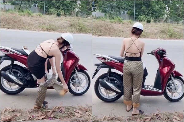 Đang lái xe, cô gái dừng lại làm điều khiến ai cũng choáng