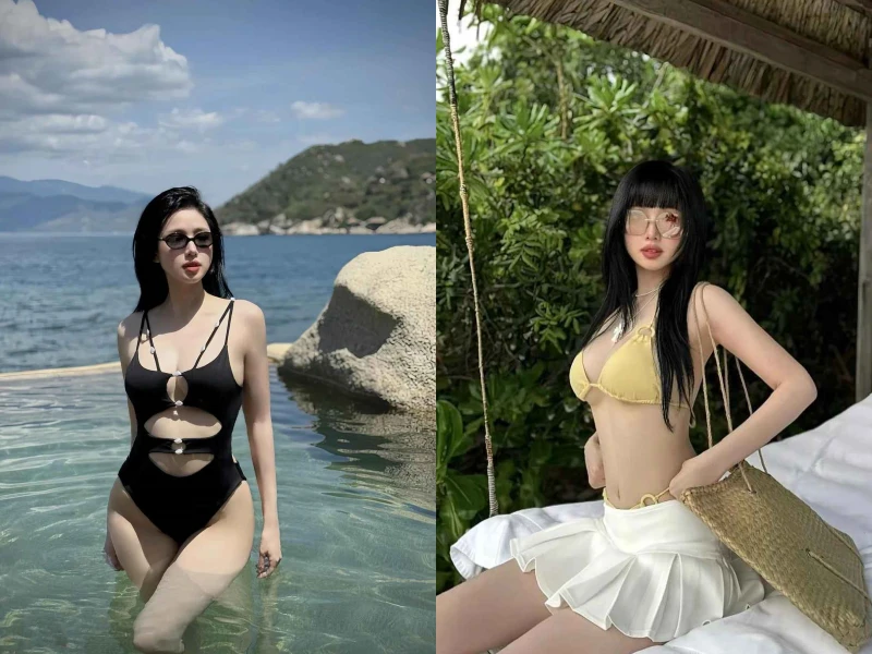 "Phú bà" Tâm Tít diện bikini khoe đôi gò bồng đảo lấp ló