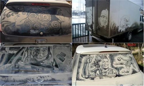 Tuyệt tác vẽ từ bụi xe ô tô khiến dân mạng nể phục