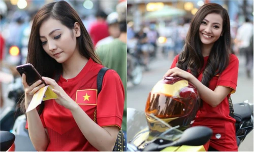 Nữ biker cưỡi xe khủng đến cổ vũ U23 Việt Nam