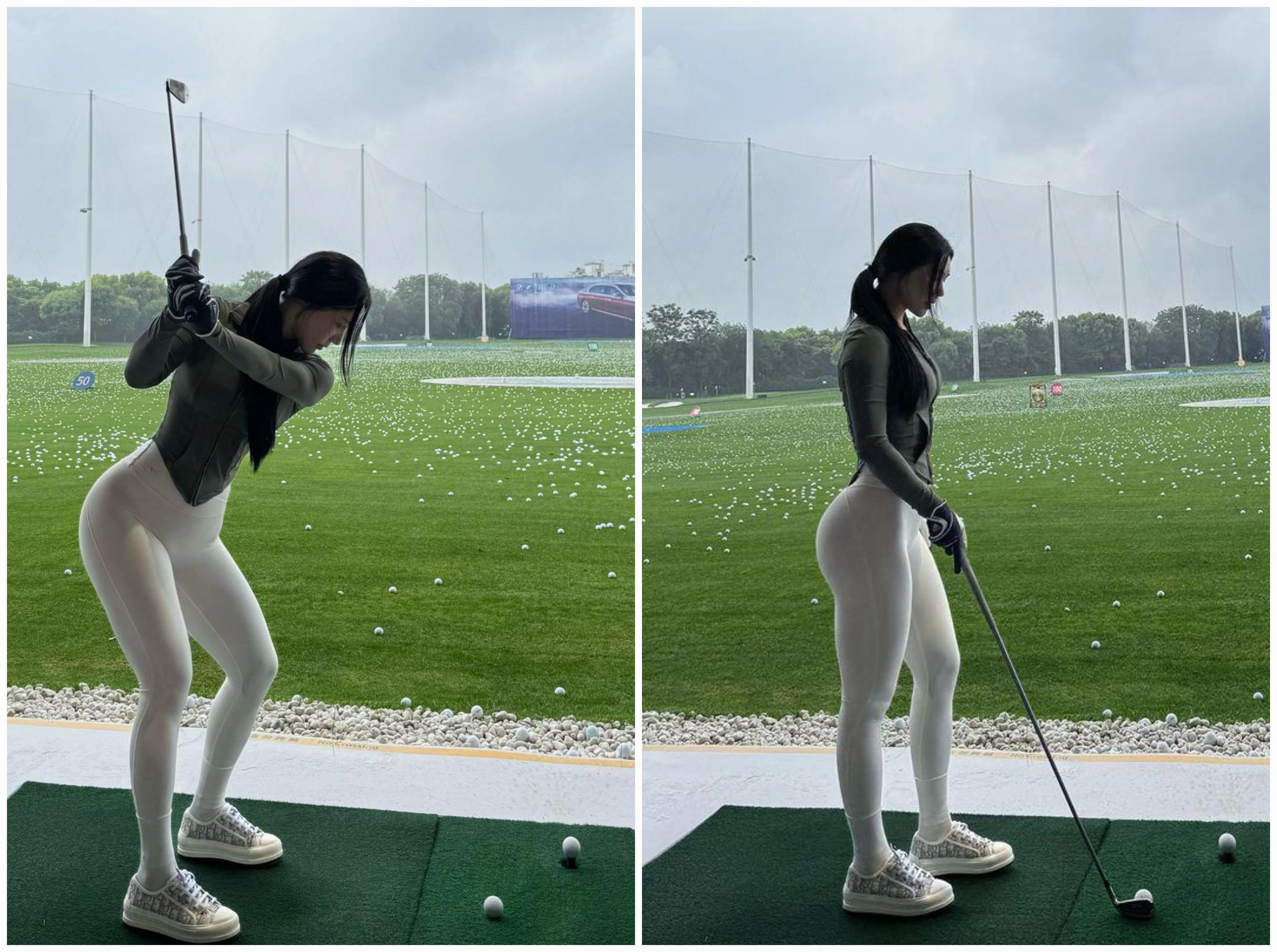 Hot girl phòng gym xứ Trung mê đánh golf rèn đường cong hoàn mỹ