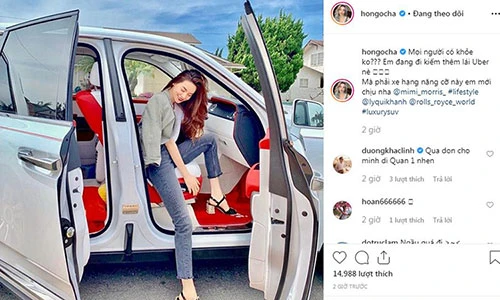 Hồ Ngọc Hà sang Mỹ lái Rolls-Royce Cullinan chạy Uber