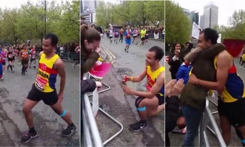 Chàng vận động viên bỏ thi marathon để cầu hôn bạn gái